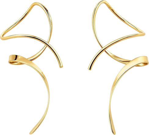 Earrings for Women Spiral threader earrings 14K gold earrings hand bent dangle earrings for women，suitable for gift giving, perfect for your birthday party, Christmas, gift giving. in Kuwait