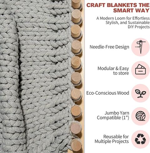 46“Chunky Knitting Blanket Loom - Wooden Knitting Loom Frame for Hand in Kuwait