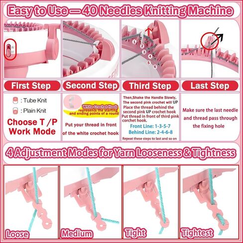 PKHOUHYI Sentro Knitting Machine, Sentro 40 Needles Knitting Machine Automatic Circular Weaving Spinning Knitting Loom Machine Kit for Adults and Beginners for Scarf/Hats/Sweater/Kintting Toys in Kuwait