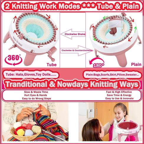 PKHOUHYI Sentro Knitting Machine, Sentro 40 Needles Knitting Machine Automatic Circular Weaving Spinning Knitting Loom Machine Kit for Adults and Beginners for Scarf/Hats/Sweater/Kintting Toys in Kuwait