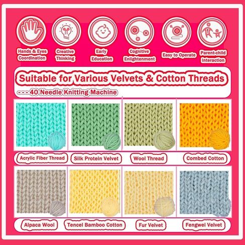 PKHOUHYI Sentro Knitting Machine, Sentro 40 Needles Knitting Machine Automatic Circular Weaving Spinning Knitting Loom Machine Kit for Adults and Beginners for Scarf/Hats/Sweater/Kintting Toys in Kuwait