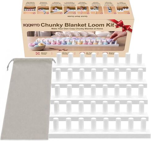 XQQNYYD 72" Chunky Blanket Loom Kit, 5 Sections Fuchsia Chunky Yarn Loom for Blankets, Beginner-Friendly Snap-Together Hand Knitting Frame with Storage Bag in Kuwait