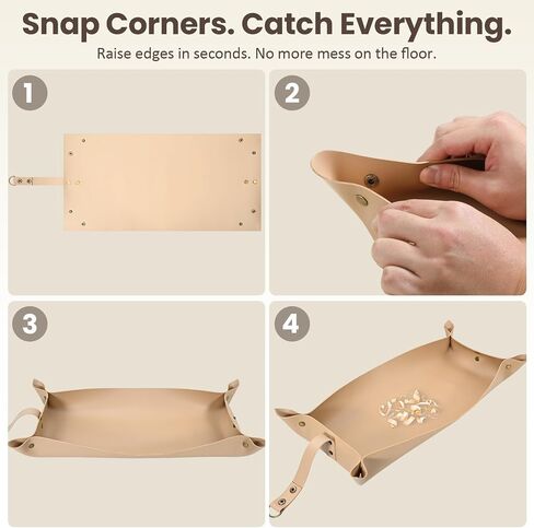 Portable Leather Wood Carving Mess Mat,Waterproof Anti-slip Wood Shavings Catcher Easy to Clean and Store Quickly,Woodworking Carving Pad for Hobby Use or Carvings Sessions(Beige) in Kuwait