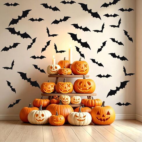 51PCS Halloween Stainless Steel Pumpkin Carving Tool Set 3D Bat Stickers in Kuwait