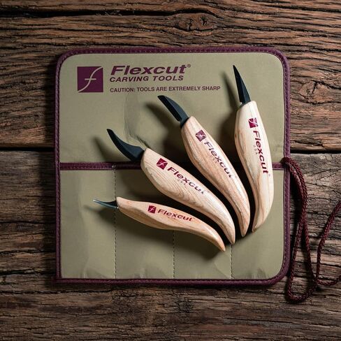 FLEXCUT Wood Carving Tools Set 4 Piece Carving Knife Set KN100, Whittling Knives Include Solid Ash Handle in Kuwait
