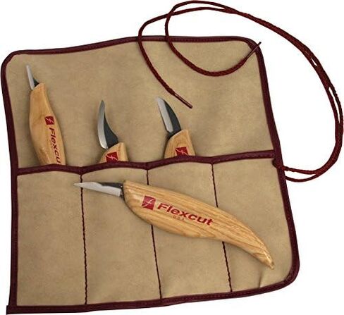 FLEXCUT Wood Carving Tools Set 4 Piece Carving Knife Set KN100, Whittling Knives Include Solid Ash Handle in Kuwait