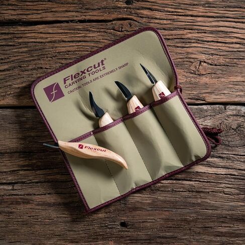 FLEXCUT Wood Carving Tools Set 4 Piece Carving Knife Set KN100, Whittling Knives Include Solid Ash Handle in Kuwait
