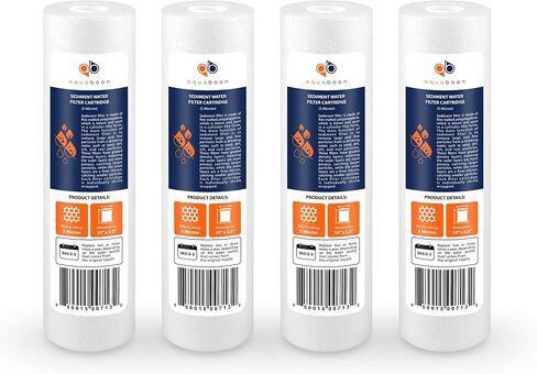 Aquaboon 4-Pack 5 Micron 10x2.5" Sediment Water Filter Replacement Cartridge for Any Standard RO Unit | Whole House Sediment Filtration | Compatible with DuPont WFPFC5002, Pentek DGD series, RFC in Saudi Arabia