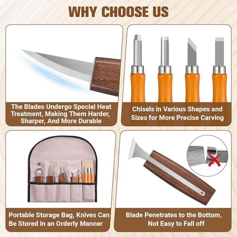 KINGBRO 20 PCS Wood Carving Kit for Beginners, Whittling Kit for Beginner and Kids, Wood Carving Tools with Safety Protection. 8 pcs Whittling Knife Wood Carving Set with 2 pcs Custom Sticker in Kuwait