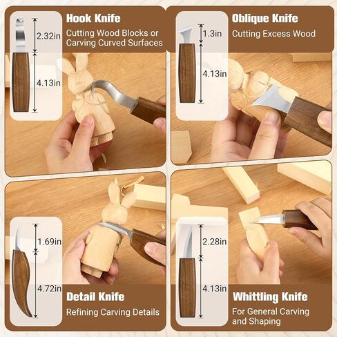 KINGBRO 20 PCS Wood Carving Kit for Beginners, Whittling Kit for Beginner and Kids, Wood Carving Tools with Safety Protection. 8 pcs Whittling Knife Wood Carving Set with 2 pcs Custom Sticker in Kuwait