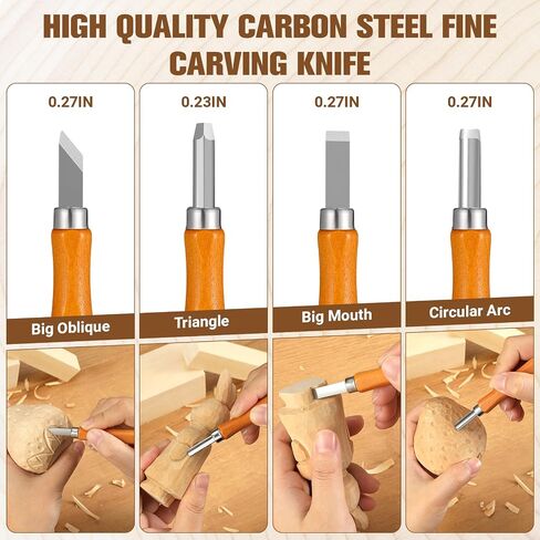 KINGBRO 20 PCS Wood Carving Kit for Beginners, Whittling Kit for Beginner and Kids, Wood Carving Tools with Safety Protection. 8 pcs Whittling Knife Wood Carving Set with 2 pcs Custom Sticker in Kuwait
