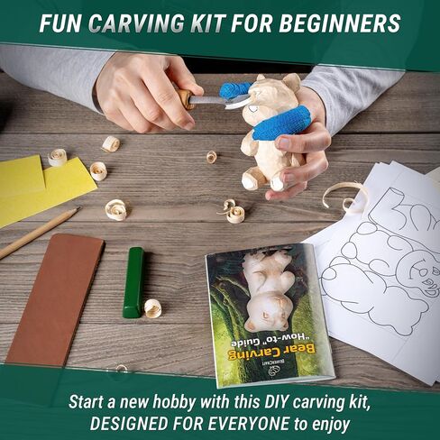 BeaverCraft Wood Carving Kit for Beginners DIY 05 - Whittling Kit with Wood Carving Knife & Basswood Blocks - Hobby Craft for Adults and Teens - Whittling Tools Set for Carvers in Kuwait