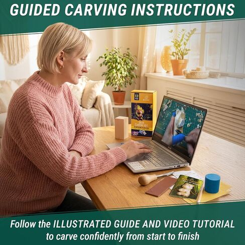 BeaverCraft Wood Carving Kit for Beginners DIY 05 - Whittling Kit with Wood Carving Knife & Basswood Blocks - Hobby Craft for Adults and Teens - Whittling Tools Set for Carvers in Kuwait