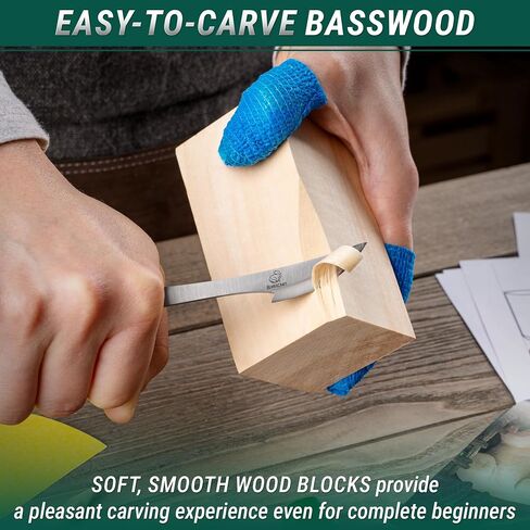 BeaverCraft Wood Carving Kit for Beginners DIY 05 - Whittling Kit with Wood Carving Knife & Basswood Blocks - Hobby Craft for Adults and Teens - Whittling Tools Set for Carvers in Kuwait