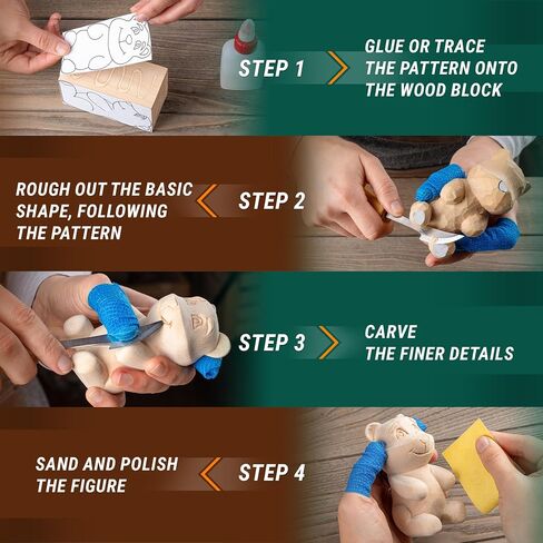 BeaverCraft Wood Carving Kit for Beginners DIY 05 - Whittling Kit with Wood Carving Knife & Basswood Blocks - Hobby Craft for Adults and Teens - Whittling Tools Set for Carvers in Kuwait
