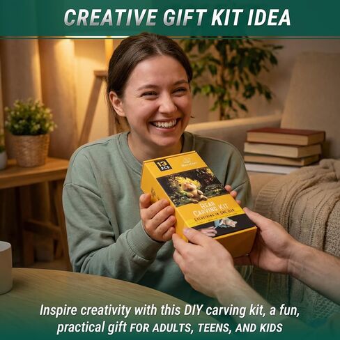 BeaverCraft Wood Carving Kit for Beginners DIY 05 - Whittling Kit with Wood Carving Knife & Basswood Blocks - Hobby Craft for Adults and Teens - Whittling Tools Set for Carvers in Kuwait
