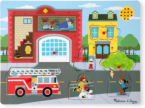 Melissa & Doug Around The Fire Station Sound Puzzle - Wooden Peg Puzzle (8 pcs) in Kuwait