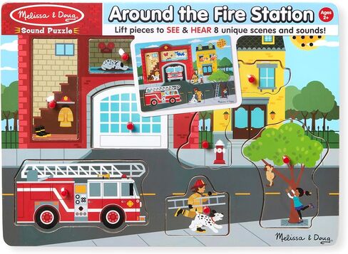 Melissa & Doug Around The Fire Station Sound Puzzle - Wooden Peg Puzzle (8 pcs) in Kuwait