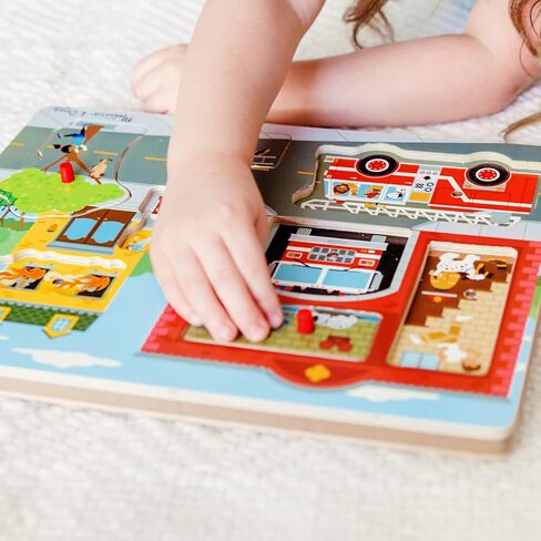 Melissa & Doug Around The Fire Station Sound Puzzle - Wooden Peg Puzzle (8 pcs) in Kuwait
