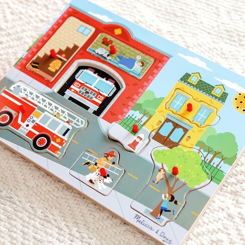 Melissa & Doug Around The Fire Station Sound Puzzle - Wooden Peg Puzzle (8 pcs) in Kuwait