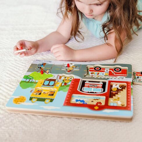 Melissa & Doug Around The Fire Station Sound Puzzle - Wooden Peg Puzzle (8 pcs) in Kuwait