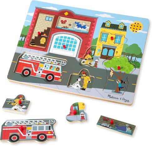 Melissa & Doug Around The Fire Station Sound Puzzle - Wooden Peg Puzzle (8 pcs) in Kuwait