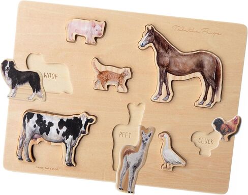 Farm Animals Chunky Wooden Puzzle: A Tabitha Paige Wooden Puzzle for Toddlers 1-3 in Kuwait