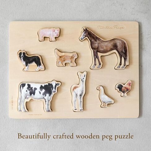 Farm Animals Chunky Wooden Puzzle: A Tabitha Paige Wooden Puzzle for Toddlers 1-3 in Kuwait