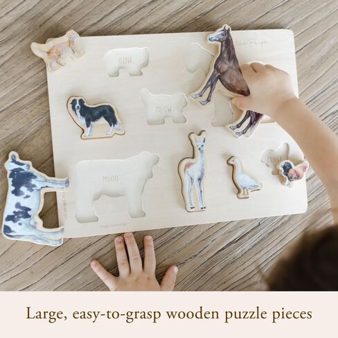 Farm Animals Chunky Wooden Puzzle: A Tabitha Paige Wooden Puzzle for Toddlers 1-3 in Kuwait