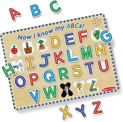 Melissa & Doug Wooden Alphabet Sound Puzzle - Wooden Puzzle with Sound Effects (26 pcs) - FSC Certified in Kuwait