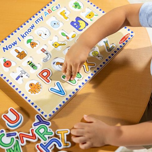 Melissa & Doug Wooden Alphabet Sound Puzzle - Wooden Puzzle with Sound Effects (26 pcs) - FSC Certified in Kuwait