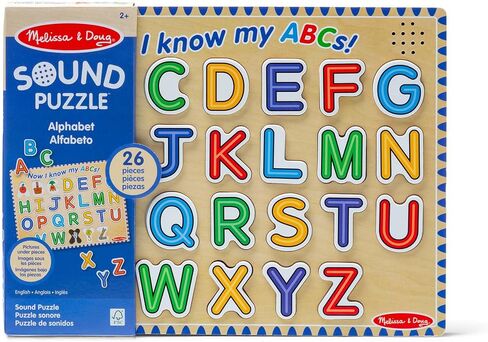Melissa & Doug Wooden Alphabet Sound Puzzle - Wooden Puzzle with Sound Effects (26 pcs) - FSC Certified in Kuwait