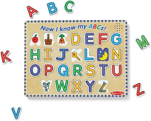 Melissa & Doug Wooden Alphabet Sound Puzzle - Wooden Puzzle with Sound Effects (26 pcs) - FSC Certified in Kuwait