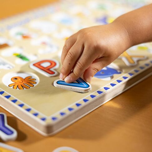 Melissa & Doug Wooden Alphabet Sound Puzzle - Wooden Puzzle with Sound Effects (26 pcs) - FSC Certified in Kuwait