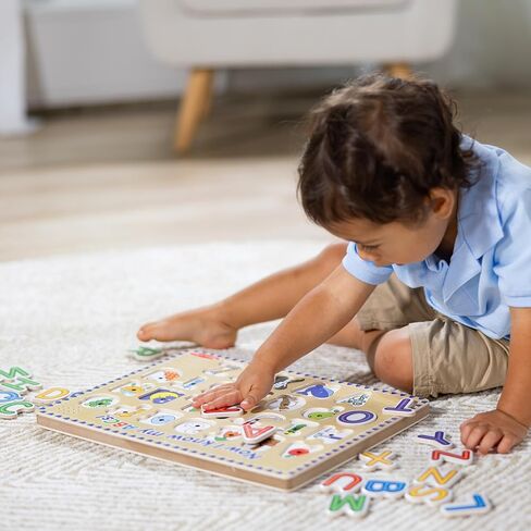Melissa & Doug Wooden Alphabet Sound Puzzle - Wooden Puzzle with Sound Effects (26 pcs) - FSC Certified in Kuwait