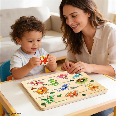 6-Pack Large Wooden Peg Puzzles for Kids and Preschoolers Ages 3+ in Kuwait
