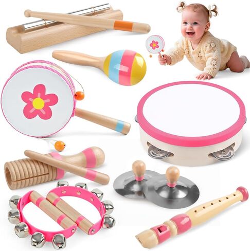 Toddlers Musical Instruments for 18 Month+ Girl,Baby Montessori Wooden Toys in Kuwait
