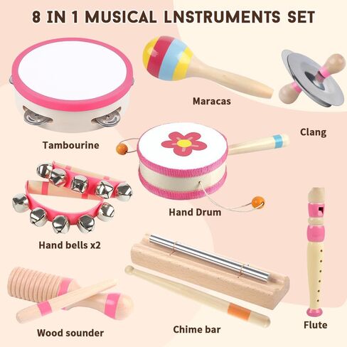 Toddlers Musical Instruments for 18 Month+ Girl,Baby Montessori Wooden Toys in Kuwait