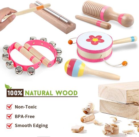 Toddlers Musical Instruments for 18 Month+ Girl,Baby Montessori Wooden Toys in Kuwait