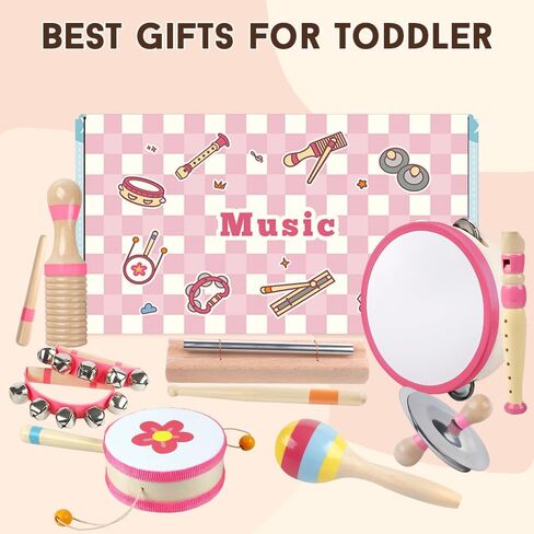 Toddlers Musical Instruments for 18 Month+ Girl,Baby Montessori Wooden Toys in Kuwait