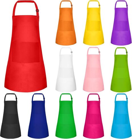 MEEZY 3 Pack Kids Apron with Pockets Adjustable Painting Apron Children Art Apron Toddler Chef Aprons for Kids Painting Cooking Crafts Baking (Black) in Kuwait