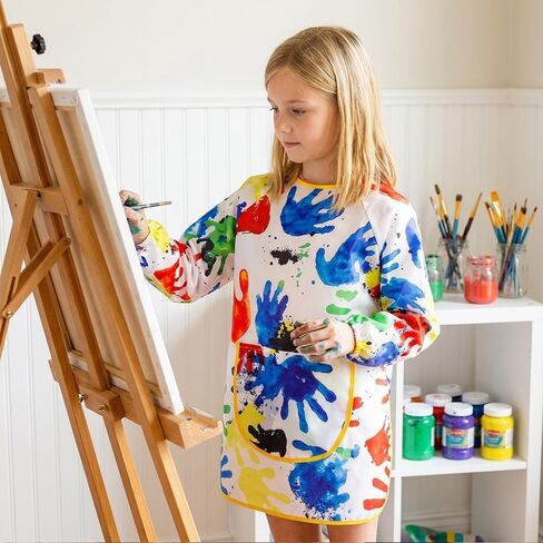 Kids Art Smocks for Ages 3-12, Waterproof Painting Apron with Pocket Long Sleeves in Kuwait