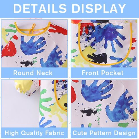 Kids Art Smocks for Ages 3-12, Waterproof Painting Apron with Pocket Long Sleeves in Kuwait