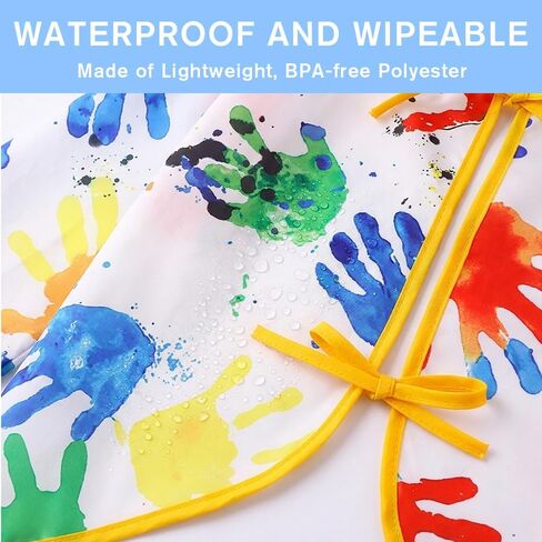 Kids Art Smocks for Ages 3-12, Waterproof Painting Apron with Pocket Long Sleeves in Kuwait