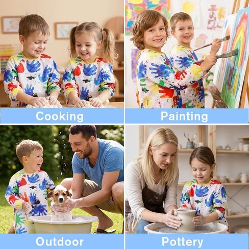 Kids Art Smocks for Ages 3-12, Waterproof Painting Apron with Pocket Long Sleeves in Kuwait