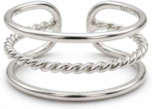 925 Sterling Silver Triple Band Toe Ring/Knuckle Ring | Small Adjustable Elegant Dainty Ring Handmade by MiYa Jewelry Creations in Kuwait