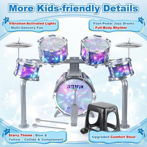 LinseyFun Kids Drum Set for Toddlers Ages 3-5,Light-Up Jazz Toy, 5-7 Years in Kuwait