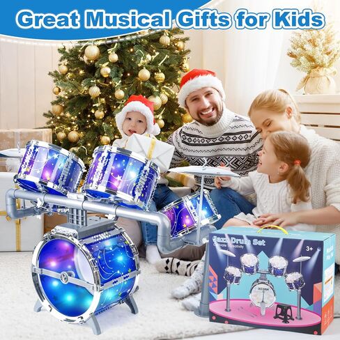 LinseyFun Kids Drum Set for Toddlers Ages 3-5,Light-Up Jazz Toy, 5-7 Years in Kuwait