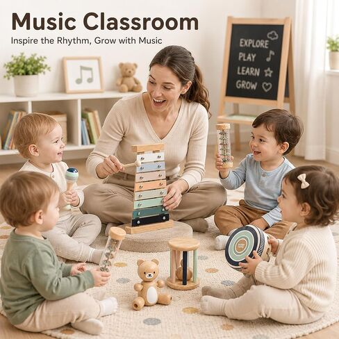 Atoylink Baby Musical Instruments Montessori Wooden Toys for Toddlers in Kuwait
