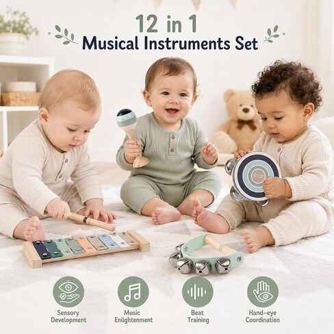 Atoylink Baby Musical Instruments Montessori Wooden Toys for Toddlers in Kuwait